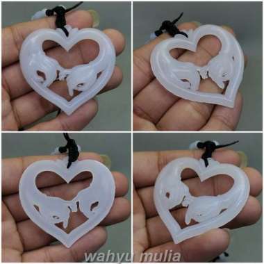 Liontin Batu Giok Putih Bentuk Love Kode 2371