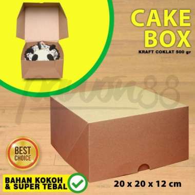 Kotak Kue - Box Kue - Dus Kue - Cake Box - KRAFT COKLAT - 20x20x12 cm (10 pcs)