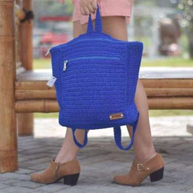TAS RAJUT RANSEL PREMIUM Biru tua
