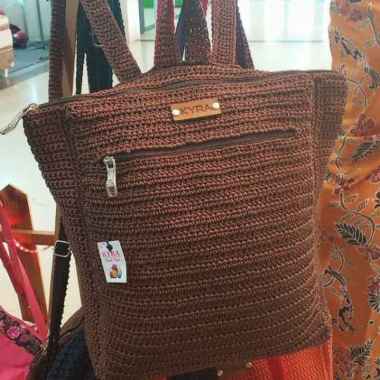 TAS RAJUT RANSEL PREMIUM Coklat tua