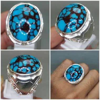 Batu Akik Pirus Mesir Warna Biru Urat Merah Asli