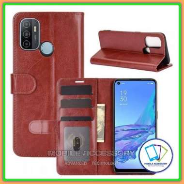 Flip Case Oppo A53 Flip Cover Wallet Dompet Kulit Leather Case Isi Kartu Card Casing Hp Murah Biru