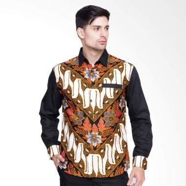 Enzy Batik Sekar Jagat Kemeja Batik Pria - Black