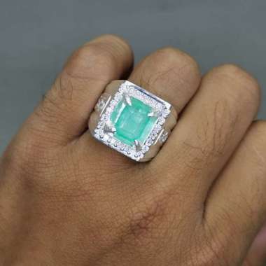 Batu Cincin Permata Hijau Zamrud Asli Bersertifikat Perak