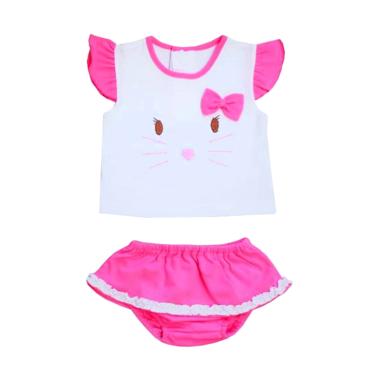 PLEU Kucing Pita Setelan Baju Anak Perempuan - Pink