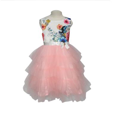 VERINA BABY Tutu Motif Flowers Dress Pesta Anak - Pink