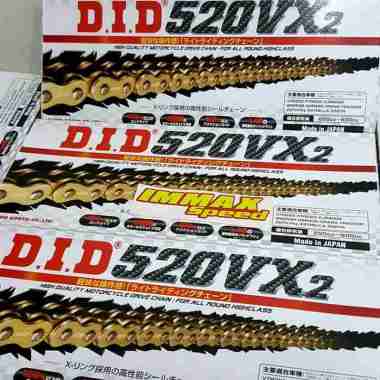 Rantai DID Japan Xring X-Ring 520Vx2 520 Vx2 Vx 120L 120 L Gold Racing Chain 520 Vf No Rk Xso Gb520X