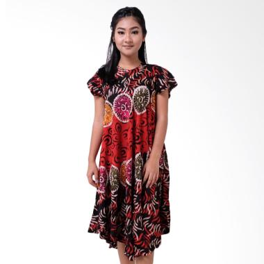 Batik Distro D806 Batik Cap Midi Daster Lengan Pendek - Merah