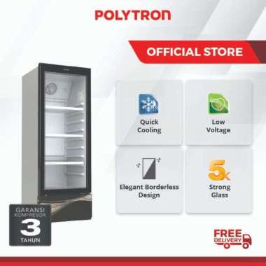 POLYTRON SCN-187 SHOWCASE 3 RAK 180 LITER - KHUSUS JABODETABEK