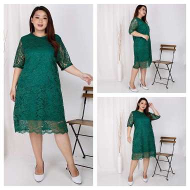 Dress Wanita Kekinian 2021 Brukat Korea Bigsize Dress Big Size Brukat Jumbo Dres Brokat XXL XXXL Dre