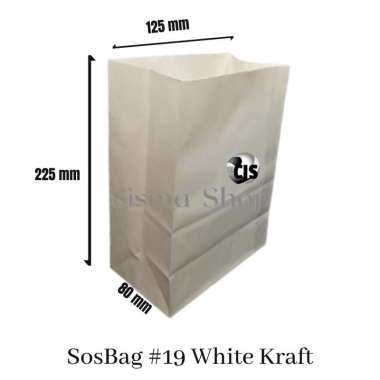 Paper Bag Putih #19 - White Kraft Kantong Kertas Roti - 100 pcs