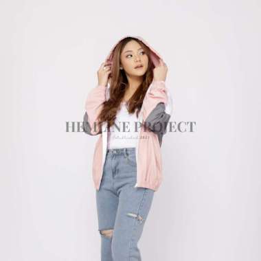 Hemline Project Jaket Parasut Hoodie Wanita - Almas Peach S-M