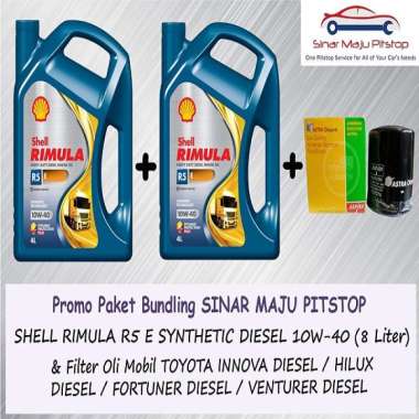 Paket Bundling Oli 8 Liter SHELL RIMULA R5E 10W-40 Full Synthetic Original Hongkong 4 Liter & Filter