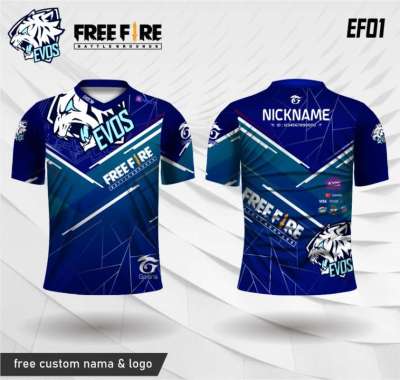 Jersey ff evos baju kaos free fire BIRU XS