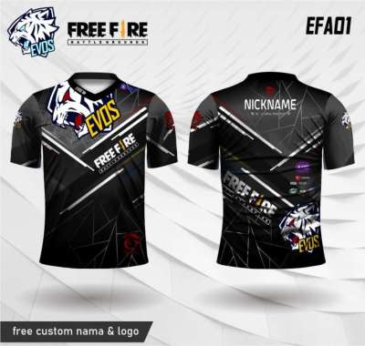 Jersey ff evos baju kaos free fire HITAM XL