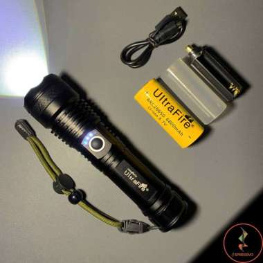 Terlaris Senter LED XHP 50 ultrafire Cree Compact baterai 26650A rechargeable Hitam