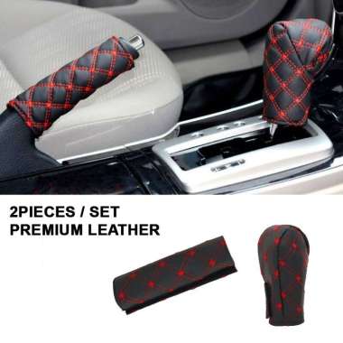 Sarung Cover REM TANGAN GIGI Knob Perseneling DIAMOND FULL Benang TOP Merah