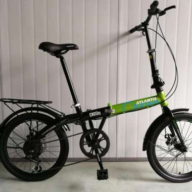 Sepeda Lipat Crosby Atlantis Bahasi 16 &amp; 20 inch Boncengan 7 speed Garansi 16 Inch Black Green
