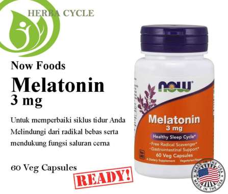 Now Food Melatonin 3mg 60 VegCap Atasi Susah Tidur Now Melatonin USA