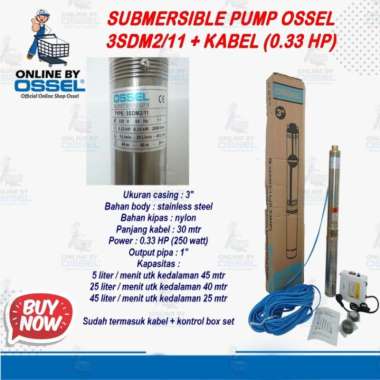 OSSEL Pompa Air Satelit 1/3PK 3 Inci Pompa Air Celup 1/3PK 3 Inci