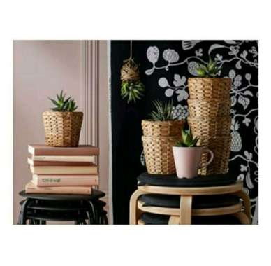 Fridfull Ikea Pot Tanaman Dekorasi Pot Bahan Eceng Gondok Tinggi 13 Cm