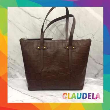fossil felicity tote brown croco