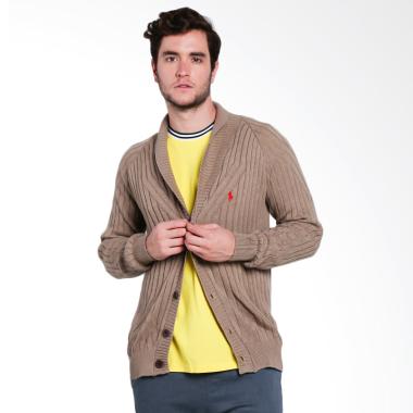 POLO RALPH LAUREN Cutton Knite V-Neck Men Cardigan - Brown [PX0100003]