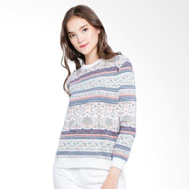 Heath Sweat Shirt Full Print Tribal ... r Sweater Wanita - Cream