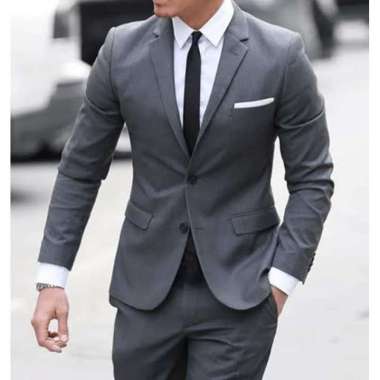 JAS FORMAL PRIA JAS NIKAH JAS WISUDA JAS HITAM PRIA JAS KANTOR JAS RESMI BAHAN JETBLACK Abu XL