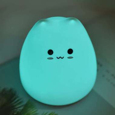 Lampu Tidur Anak Kucing Soft Silicone Dekorasi Multicolor RGB LED ORIGINAL 100 % Multicolor