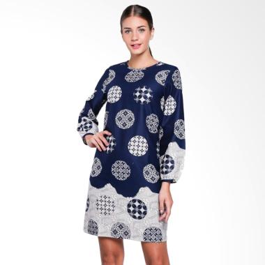 Bhatara Batik Women 3416P-NCR Hanna Dress Batik Wanita - Navy Cream