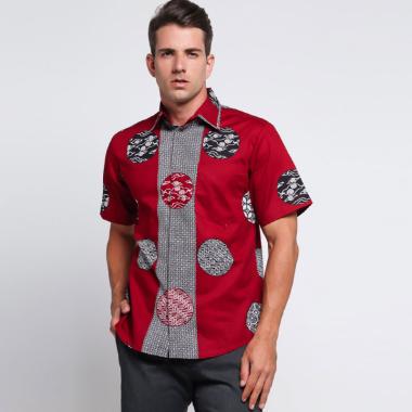 Batik Arjunaweda Men Bola Batik Hem ... k Pria - Merah [53030058]