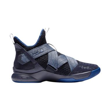 NIKE Lebron Soldier 12 Anchor Sepatu Basket Pria - Black Blue