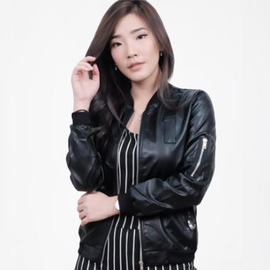 Macadamia House O8026 Zip Pux Leather Jaket Wanita