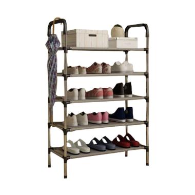 Radysa Rak Sepatu Portable 5 Susun with Holder Payung - Hitam