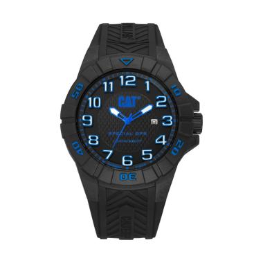 Caterpillar Men's Watches Silicone Strap Jam Tangan Pria [CAT K2.121.21.116] Black Blue