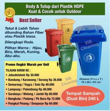 Tempat Sampah Plastik KLEEN 240 L ( Plastic Dust Bin ) Merah