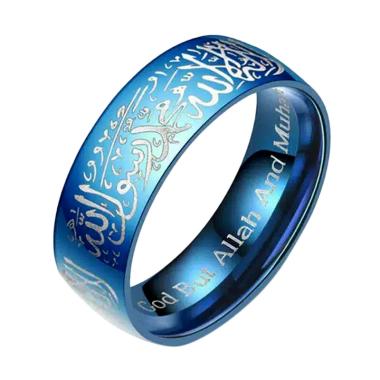Lila Titanium Tauhid Islami Cincin - Biru [Size 17]
