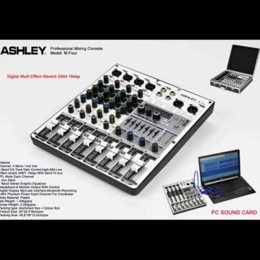 MIXER ASHLEY M FOUR ORIGINAL 4 CHANNEL BLUETOOTH USB FREE HARDCASE