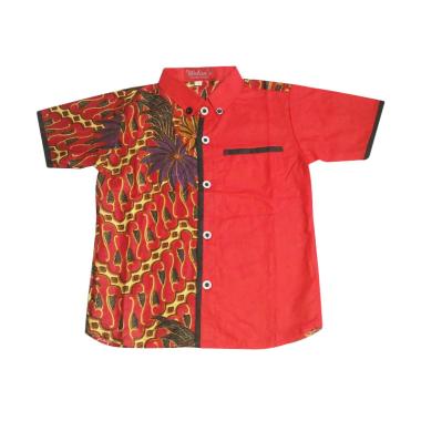 Welans Batik LP07 Hem Motif Kemeja Anak Laki-laki - Merah