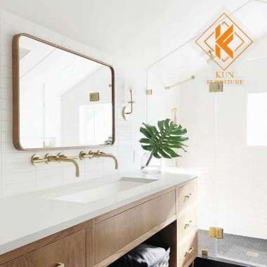 cermin kamar mandi tempel cermin minimalis 60 x 80 kayu jati