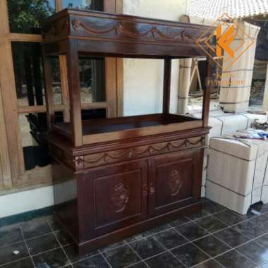 meja aquarium jati bufet mewah  bufet aquarium ukir