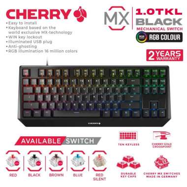 CHERRY MX Mechanical Gaming Keyboard TKL - MX 1.0 TKL RGB BLACK. BLUE SWITCH
