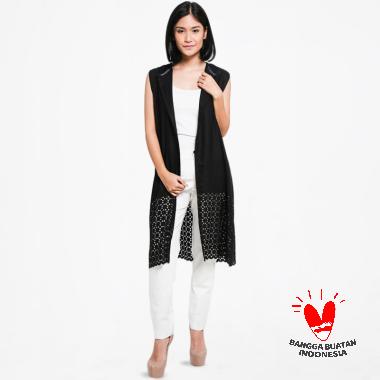 GESYAL Motif Bawah Vest Outer Tunik Panjang - Hitam M Hitam