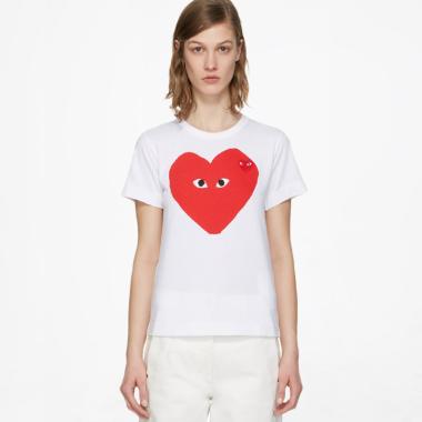 Comme des Garçons Play Camo Heart Tshirt Wanita - White