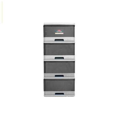 Lemari Laci Plastik Lion Star Susun 4 Excel Container M 4 XC 9 Kabinet Abu-abu