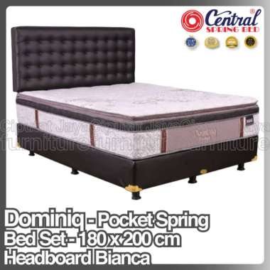 Spring Bed Central Dominiq Pocket Bed Set Headboard Bianca 180 x 200