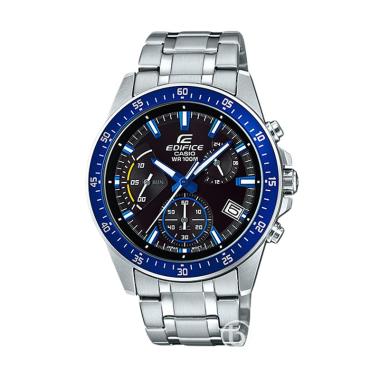 CASIO Edifice Retrograde Chronograph Original Jam Tangan Pria [EFV-540D] Blue Black Silver