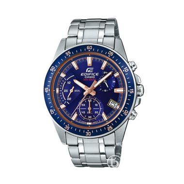 CASIO Edifice Retrograde Chronograph Original Jam Tangan Pria [EFV-540D] Blue Silver