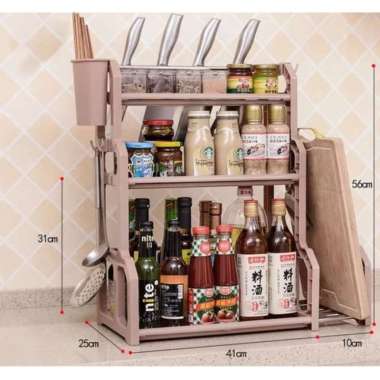 Rak bumbu dapur susun dinding Tempat gula garam tempel Gantung sendok